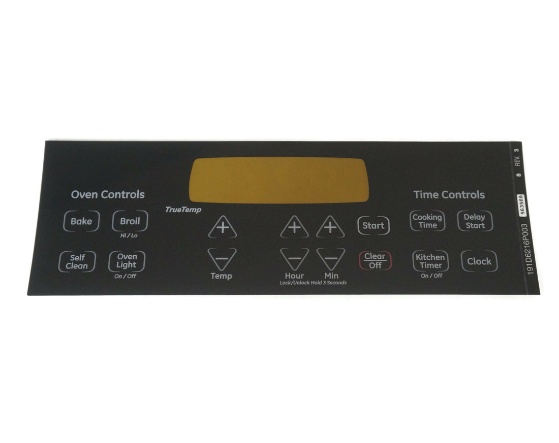 GE WB27T11229 Control Overlay Black