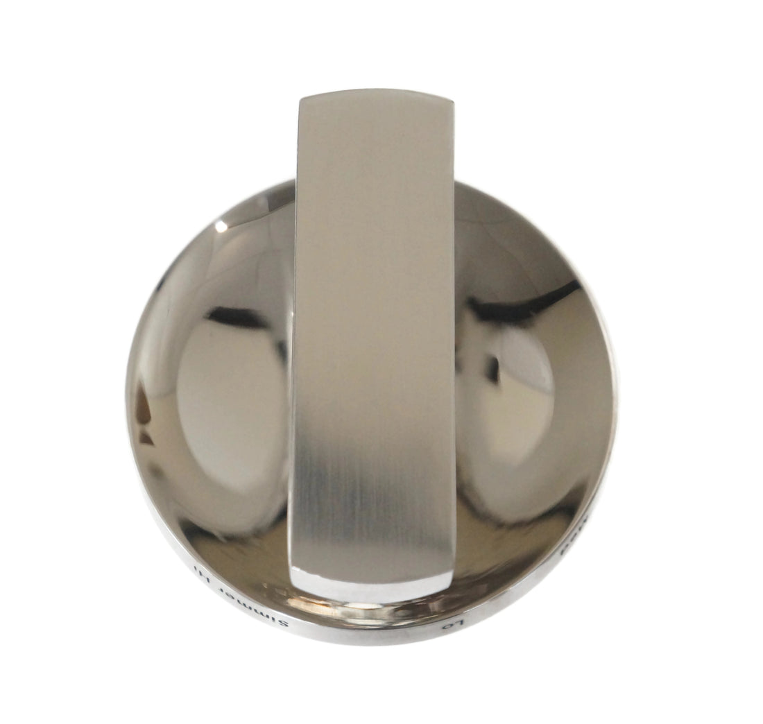 JennAir W11317537 Range Burner Knob Metallic knob on a white background