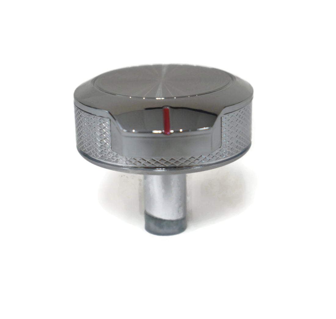 KitchenAid W11084158 Range Knob Chrome knob with textured surface on a white background