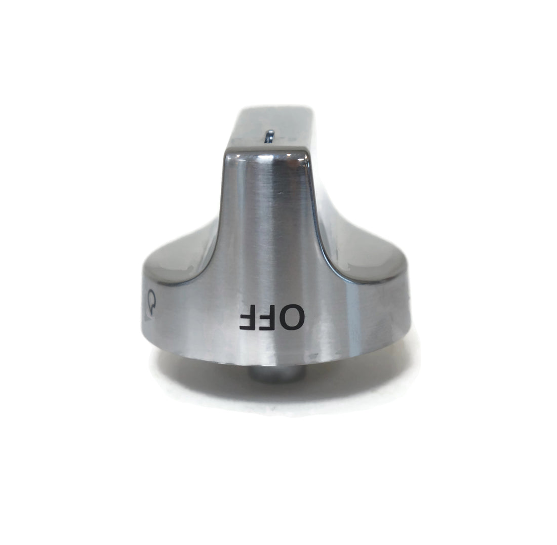 Whirlpool W11620567 Stainless Knob Metallic knob with 'OFF' label on a white background