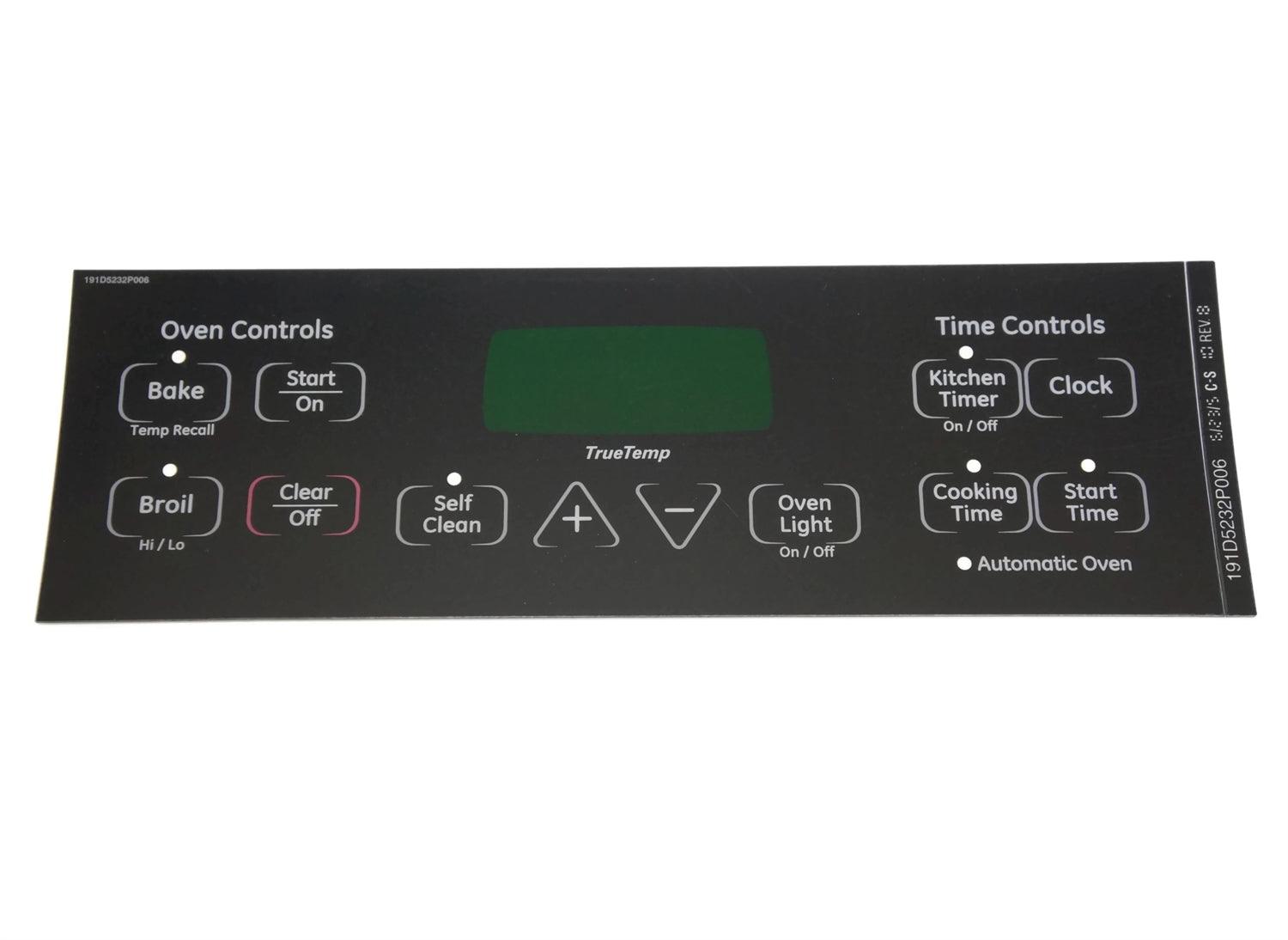 GE WB27T11005 Faceplate Graphics Overlay – Virginia Service Supply
