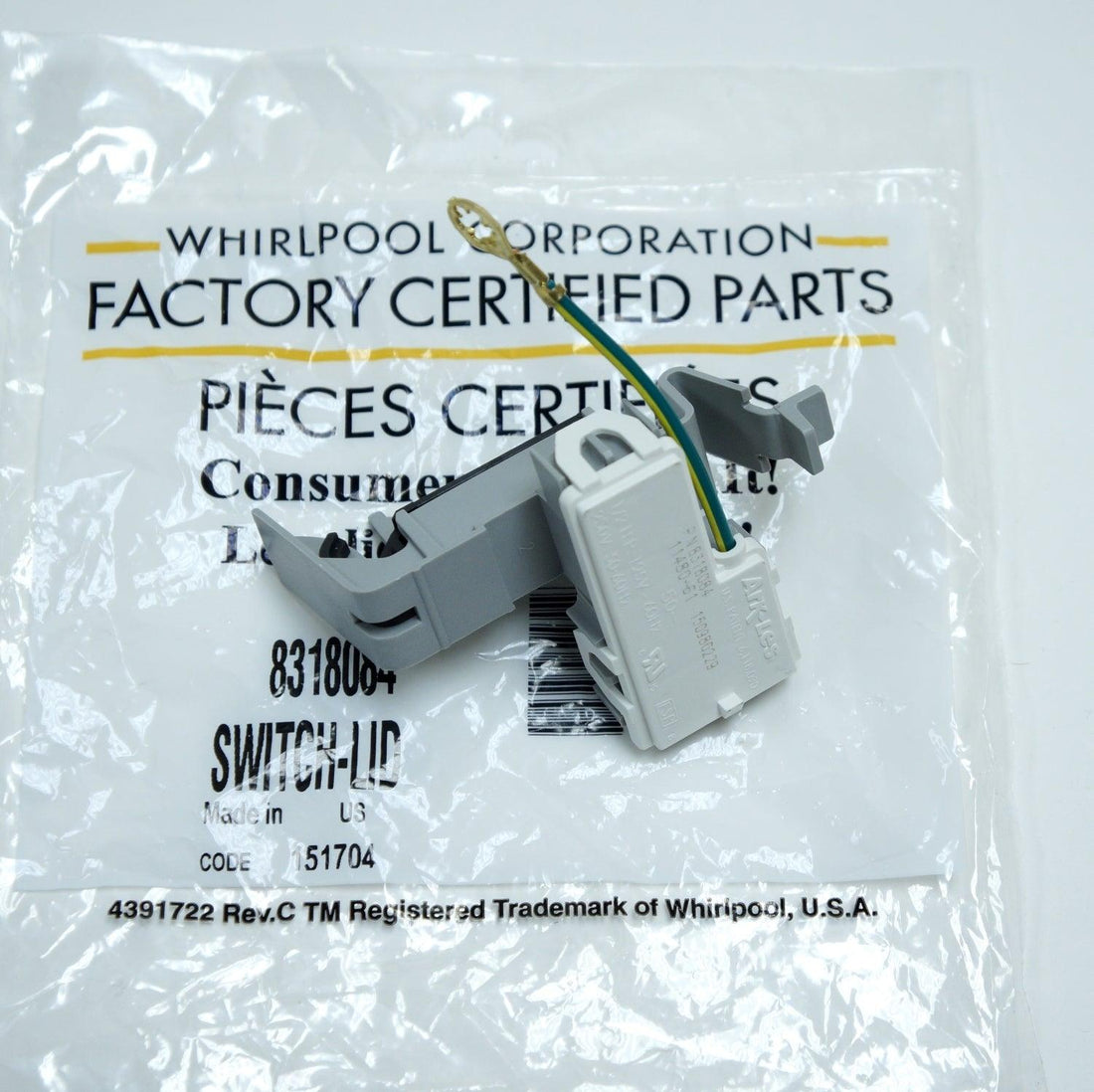 Whirlpool Kenmore Lid Switch WP8318084