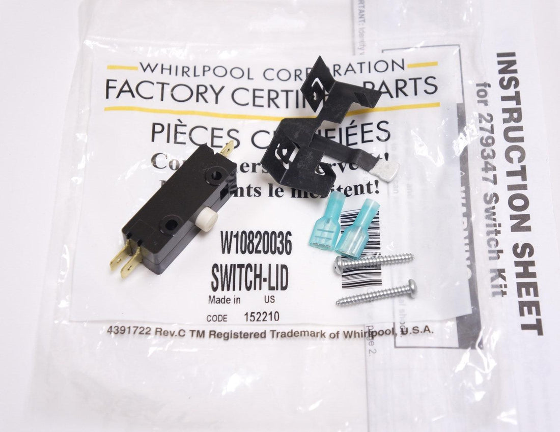 Whirlpool  W10820036 Washer Lid Switch